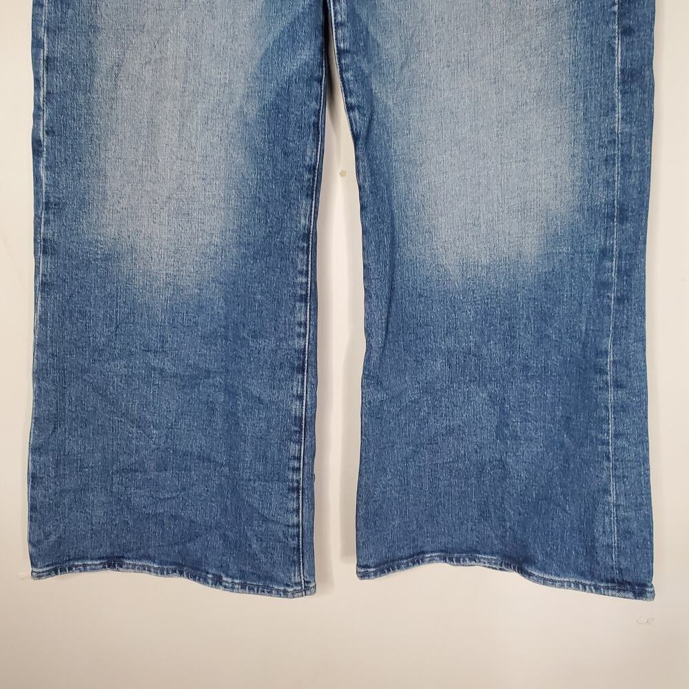 Mother The Hustler Roller Ankle Flared Jeans High On The Hog Blue Denim Size 34 - Picture 6 of 12